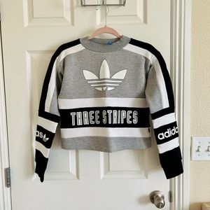 Adidas Three Stripes Crop Sweater Crewneck Mockneck Sweatshirt